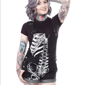 NEW NWT Iron Fist Skeleton Shortalls Overalls Shorts One Piece Wishbone